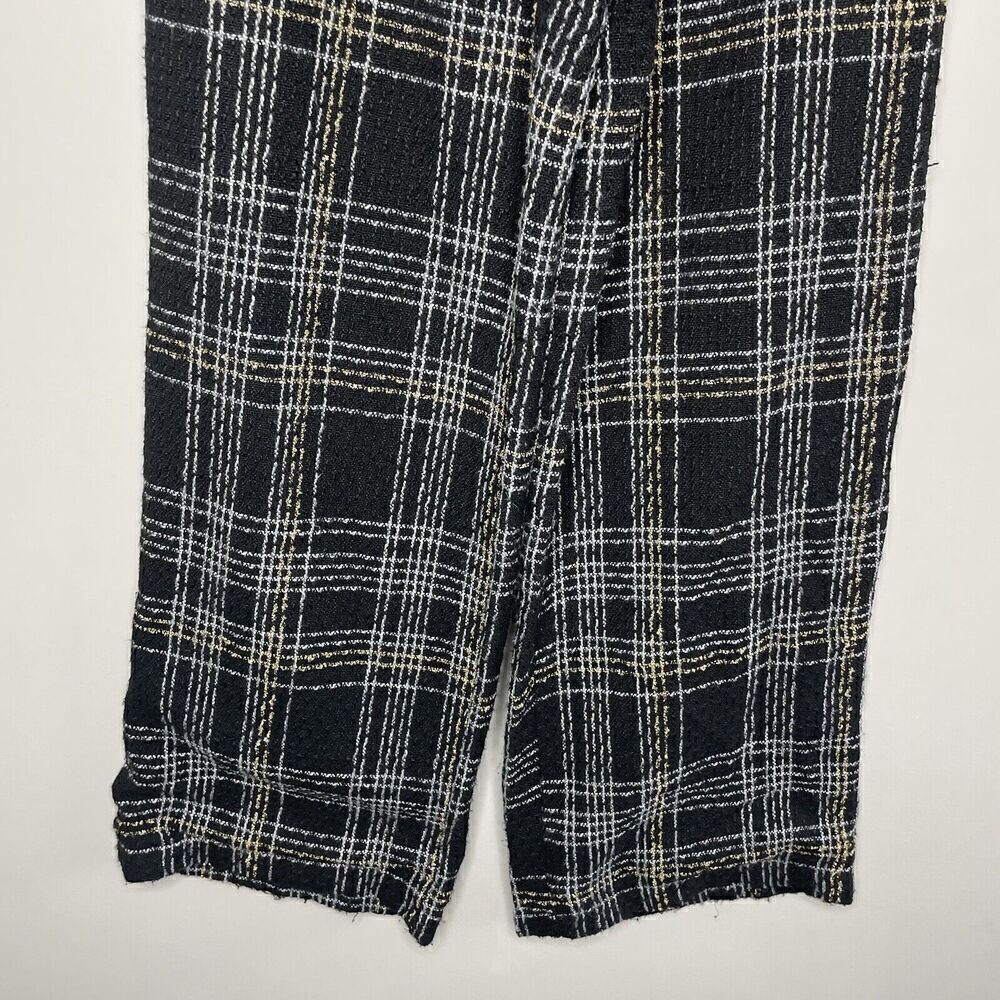 SLATE & WILLOW Pants Womens Small Black Tweed Wide Leg Trousers Plaid - Picture 6 of 15
